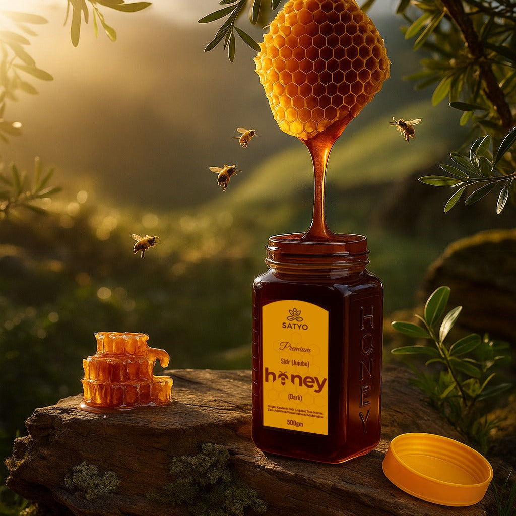 SATYO Premium Kashmiri Sidr Honey (Dark) | Jujube Nectar